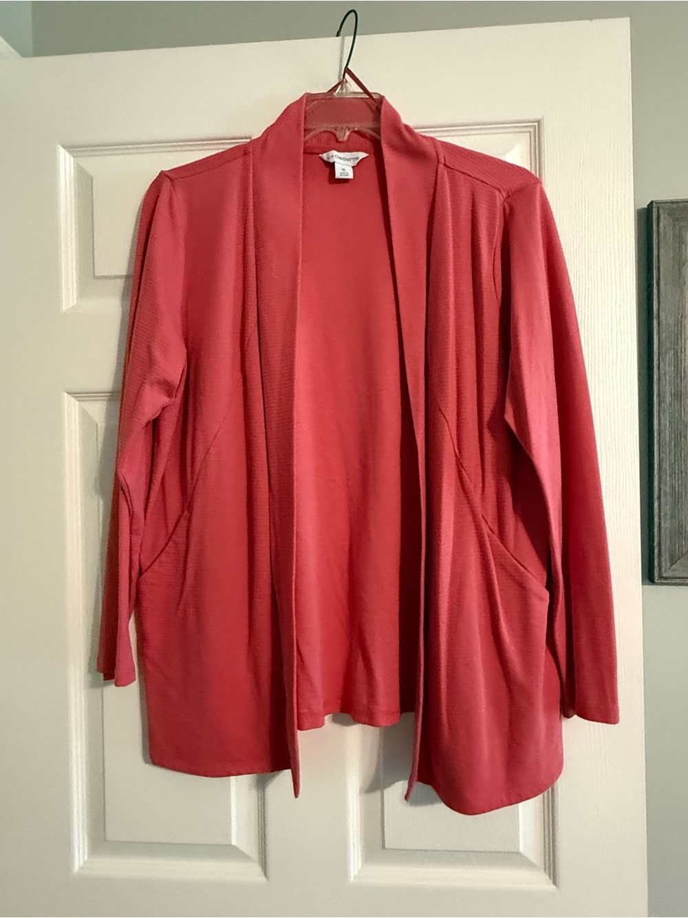 Liz Claiborne Long Sleeve Open Front Cardigan Coral XL Like New